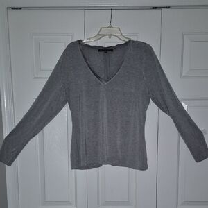 White House Black Market Charcoal Long Sleeve Top